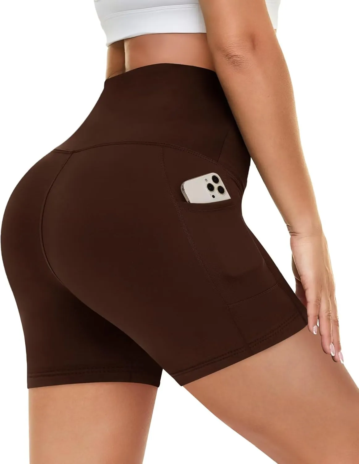 HIGHDAYS 5 Biker Shorts for Women with Pockets-High Waist Tummy Control Spandex Workout Yoga Running Gym Activewear