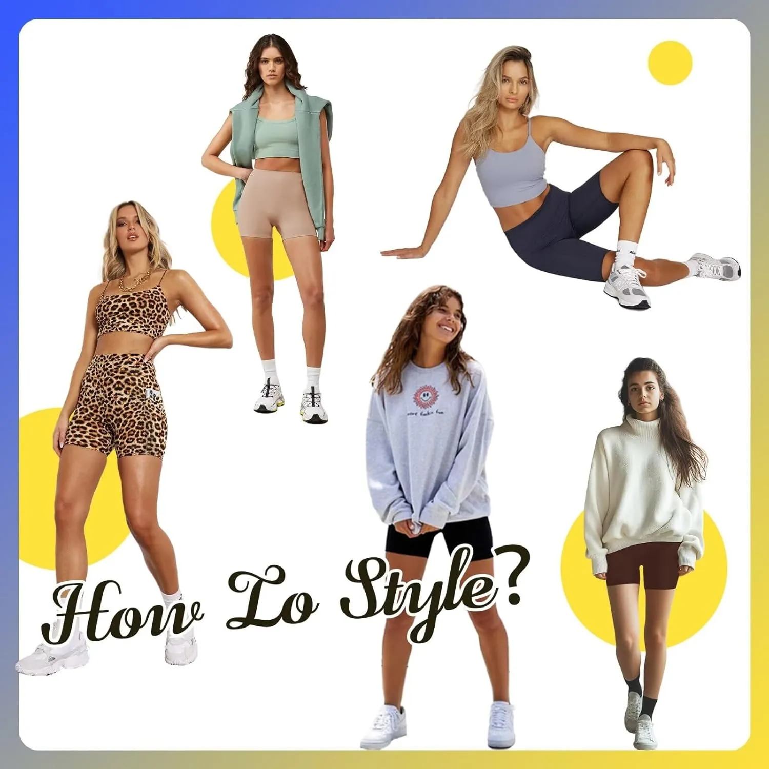 HIGHDAYS 5 Biker Shorts for Women with Pockets-High Waist Tummy Control Spandex Workout Yoga Running Gym Activewear