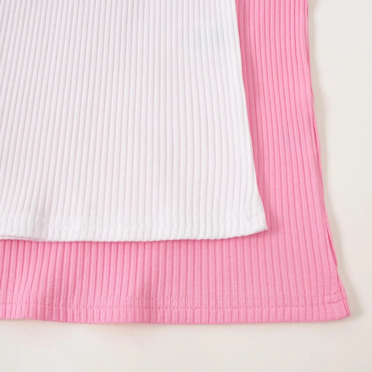 LYSMuch Toddler Girls 2-Pack Ruffle Short Sleeve Ribbed Shirt Blouse Solid Tee
