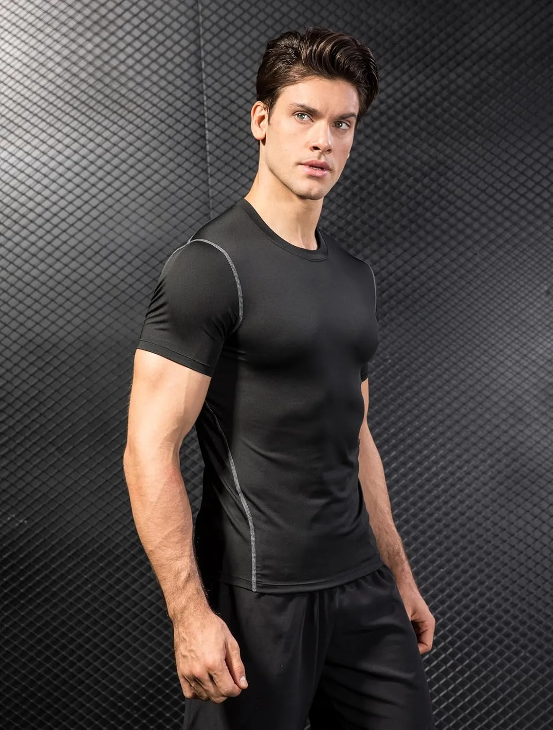 Men's Compression Shirts Short Sleeve Workout T Shirts Athletic Sports Base Layer Cool Dry Gym Tops Undershirts