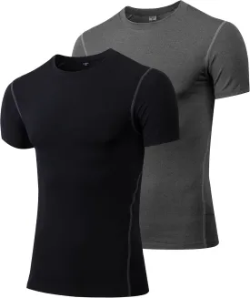 Men's Compression Shirts Short Sleeve Workout T Shirts Athletic Sports Base Layer Cool Dry Gym Tops Undershirts