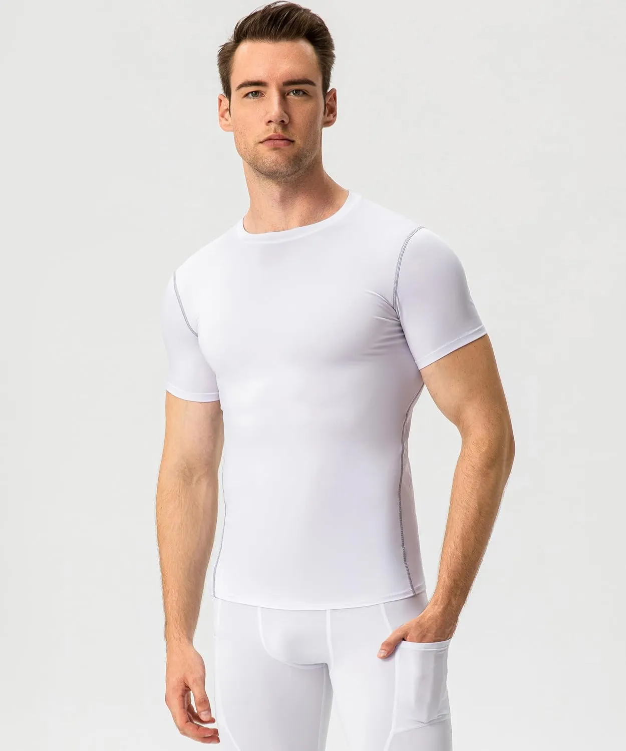 Men's Compression Shirts Short Sleeve Workout T Shirts Athletic Sports Base Layer Cool Dry Gym Tops Undershirts