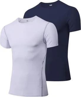 Men's Compression Shirts Short Sleeve Workout T Shirts Athletic Sports Base Layer Cool Dry Gym Tops Undershirts