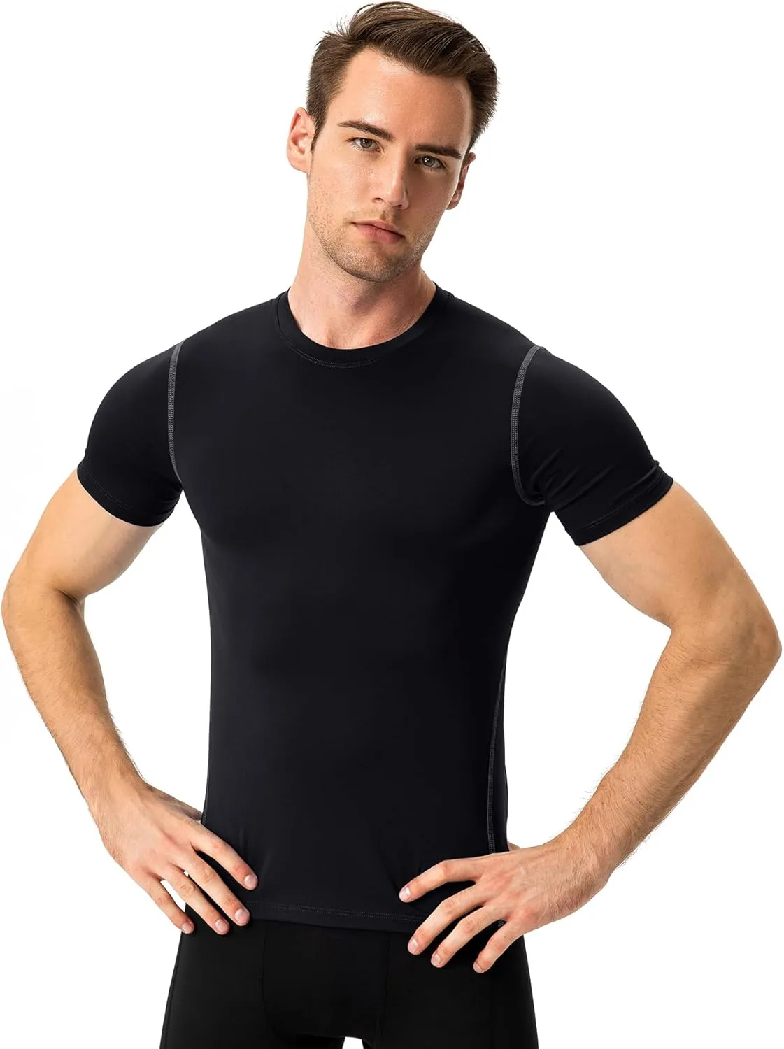 Men's Compression Shirts Short Sleeve Workout T Shirts Athletic Sports Base Layer Cool Dry Gym Tops Undershirts