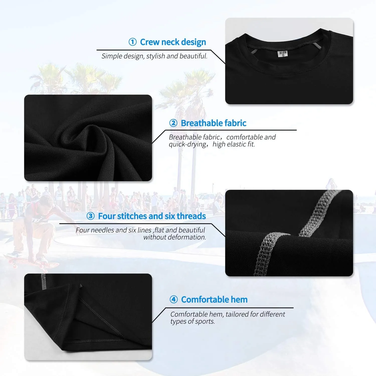 Men's Compression Shirts Short Sleeve Workout T Shirts Athletic Sports Base Layer Cool Dry Gym Tops Undershirts