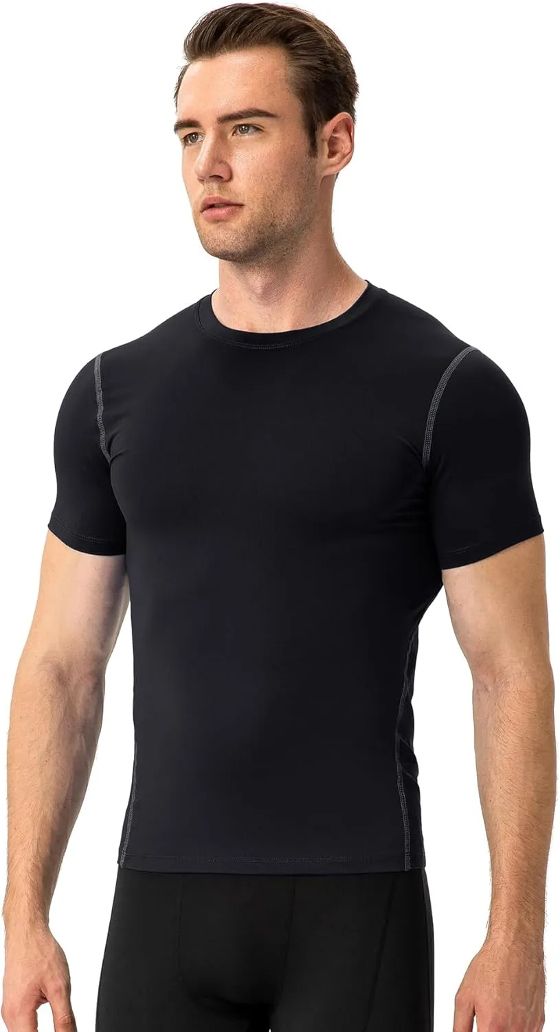 Men's Compression Shirts Short Sleeve Workout T Shirts Athletic Sports Base Layer Cool Dry Gym Tops Undershirts