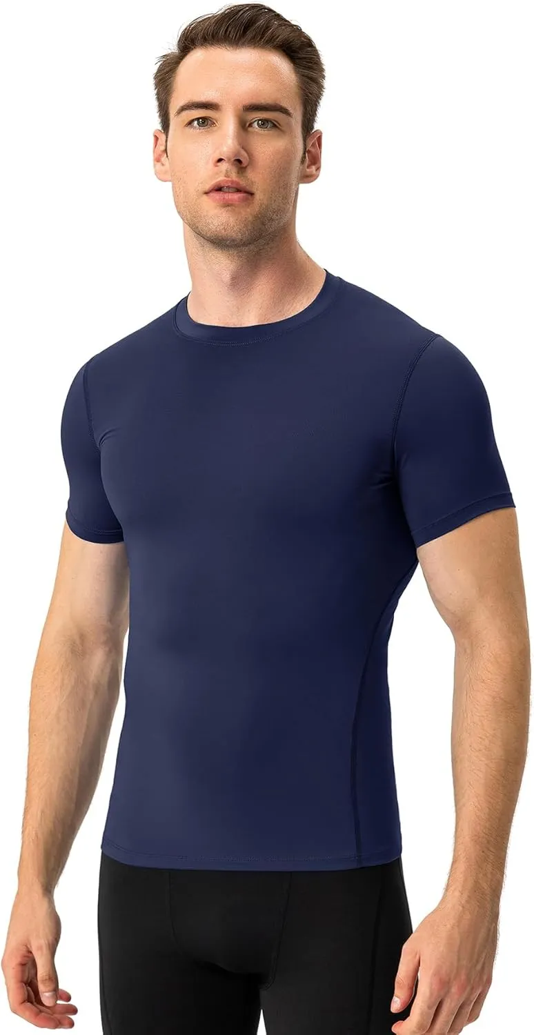 Men's Compression Shirts Short Sleeve Workout T Shirts Athletic Sports Base Layer Cool Dry Gym Tops Undershirts