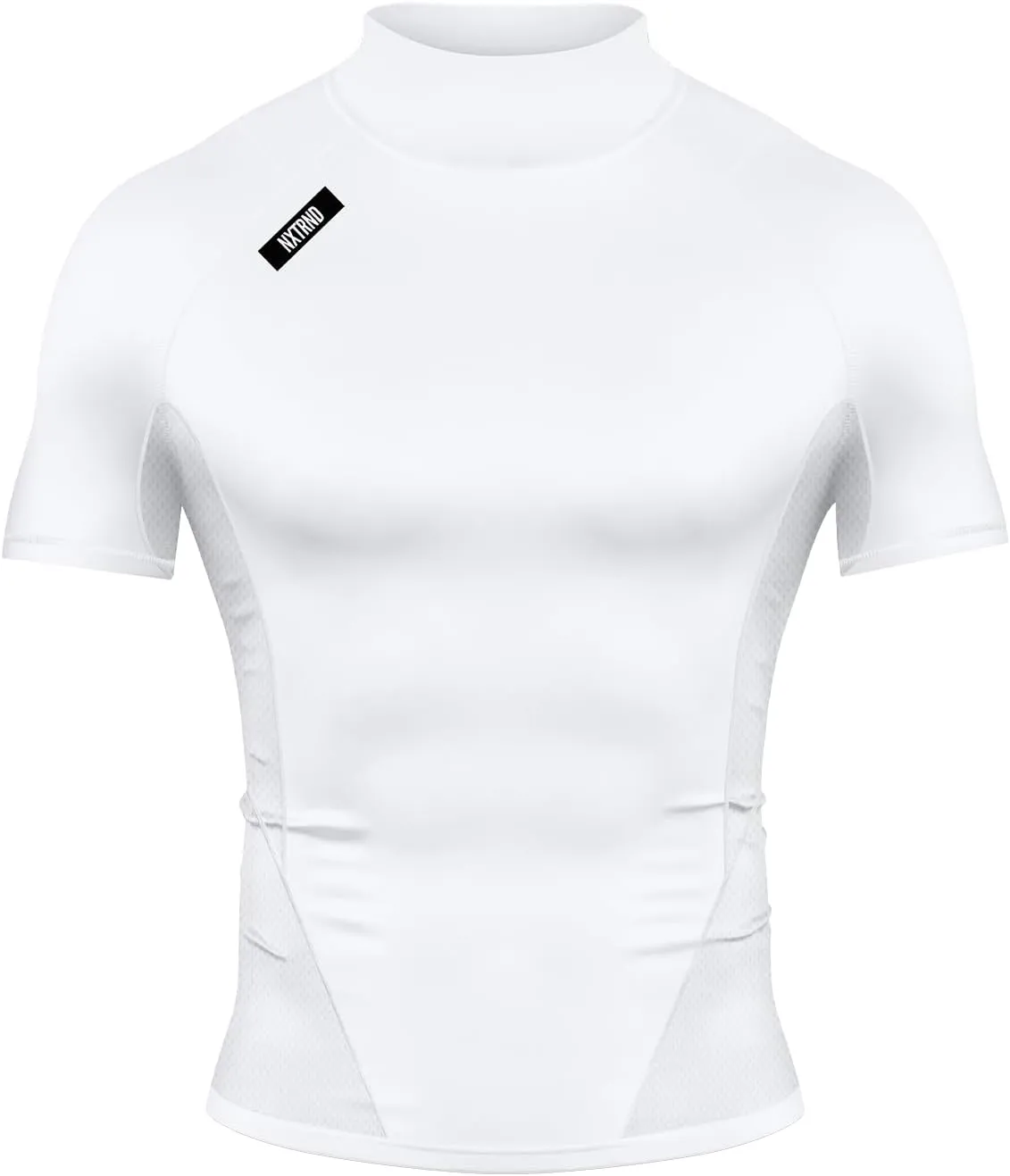 Nxtrnd Men's Turtleneck Compression T-Shirt, Short Sleeve Mock Neck