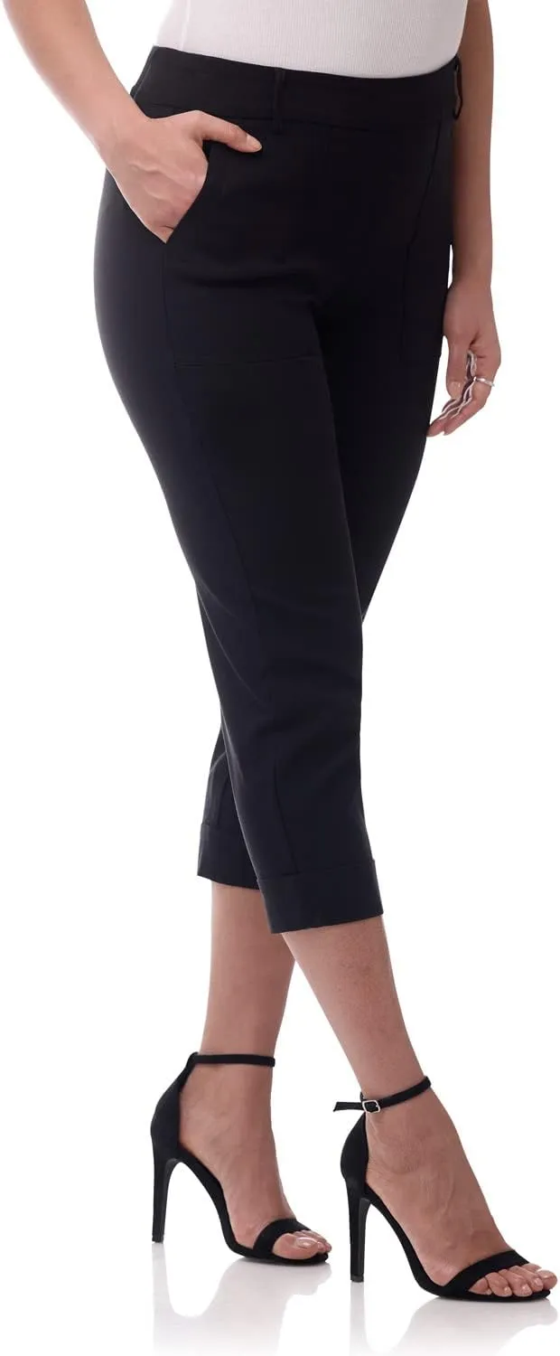 Rekucci Womens EcoCosy Comfort Cuffed Modern Cargo Crop Pant